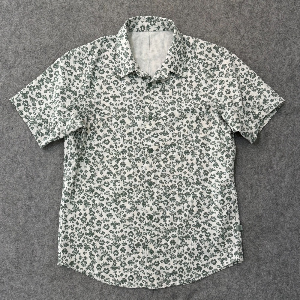 Lululemon Fragmented Floral Airing Easy Short Sleeve Sage Green Shirt Men Size M